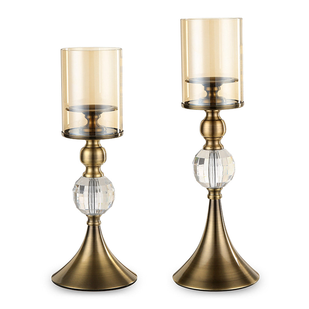 SOGA 2X 43cm 38cm Glass Candle Holder Candle Stand Glass/Metal