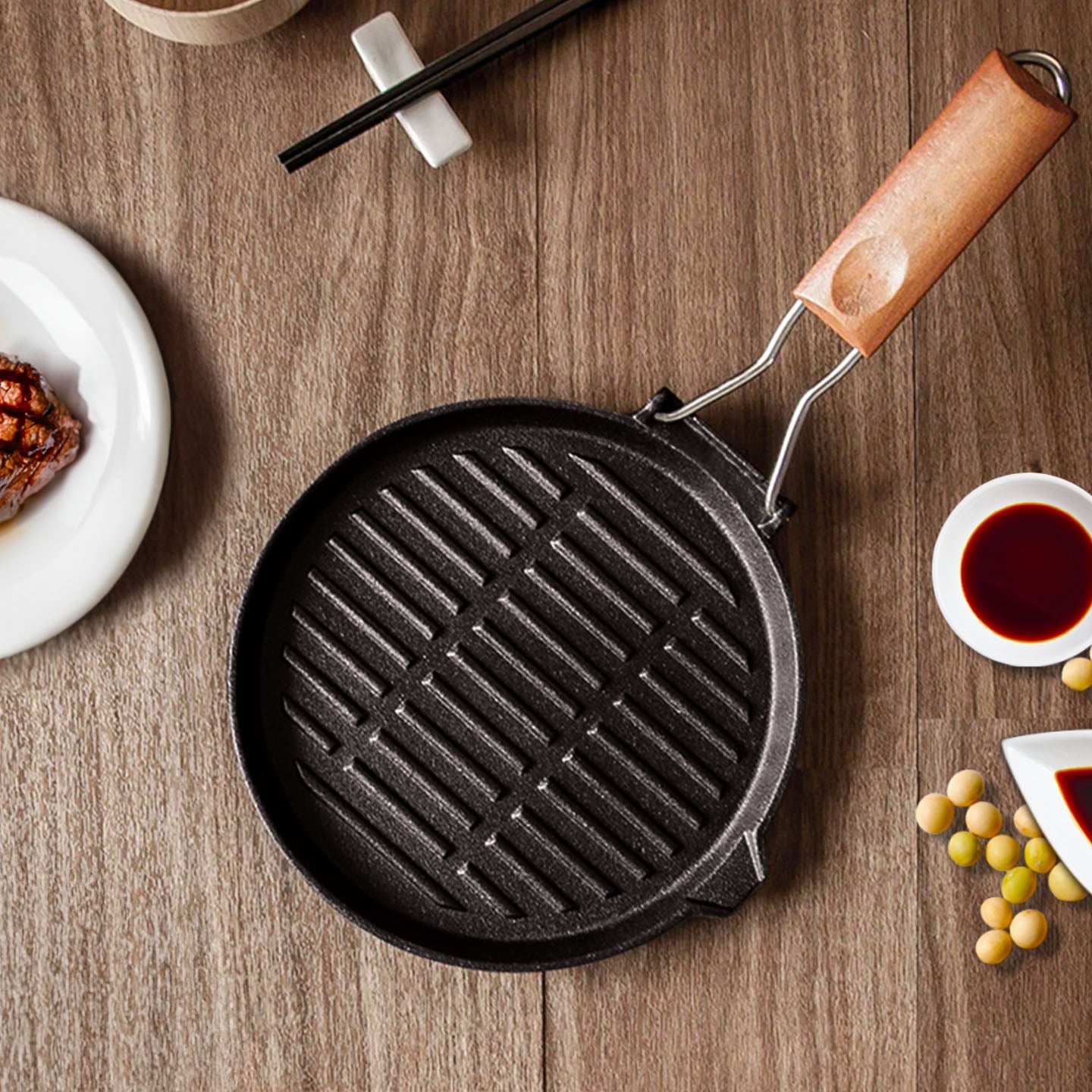 24cm Round Ribbed Frying Pan