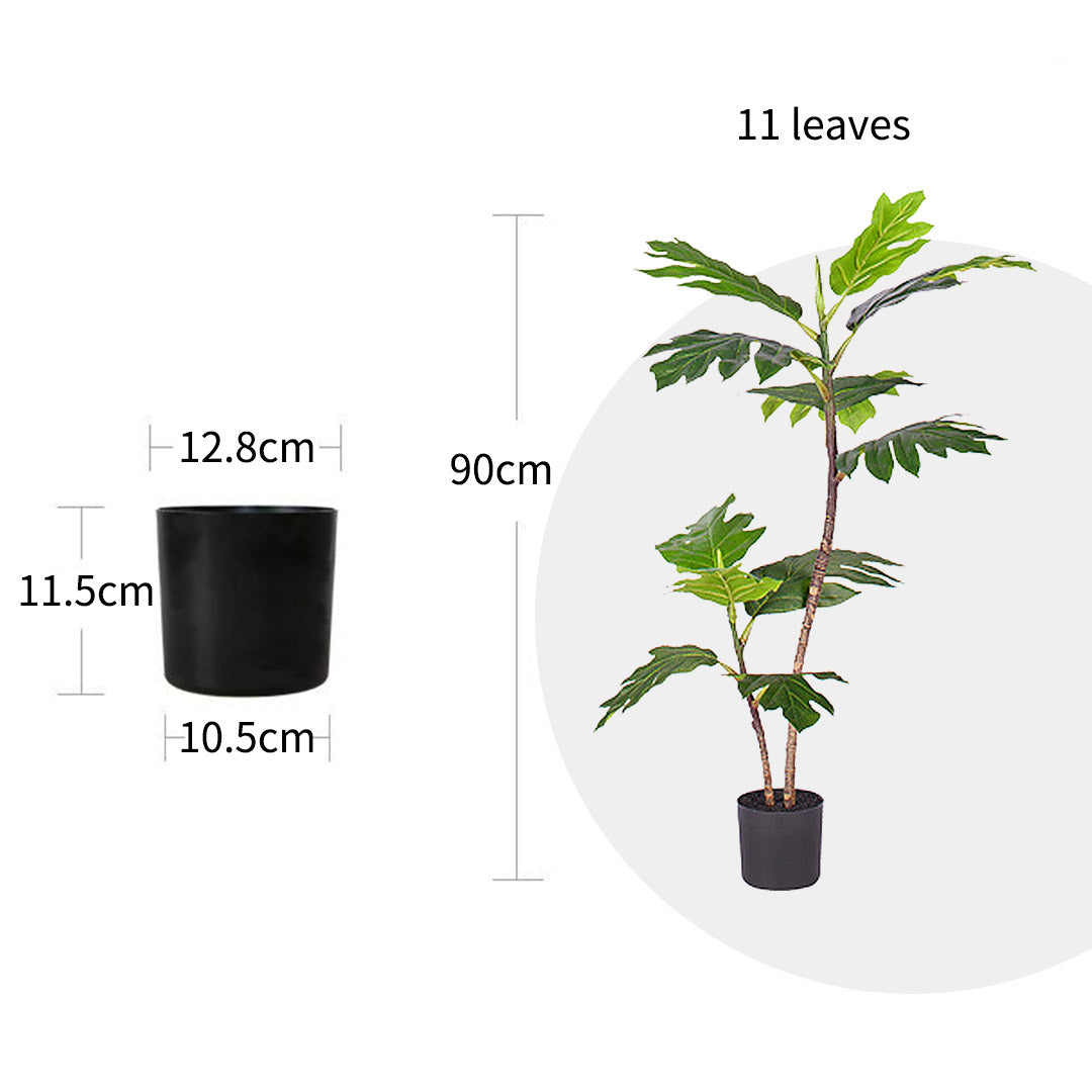 SOGA 4X 90cm 2-Trunk Artificial Natural Green Split-Leaf Philodendron Tree Fake Tropical Indoor Plant Home Office Decor