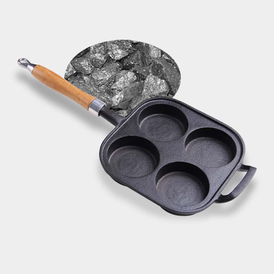 SOGA 2X 4 Mold Cast Iron Breakfast Fried Egg Pancake Omelette Fry Pan