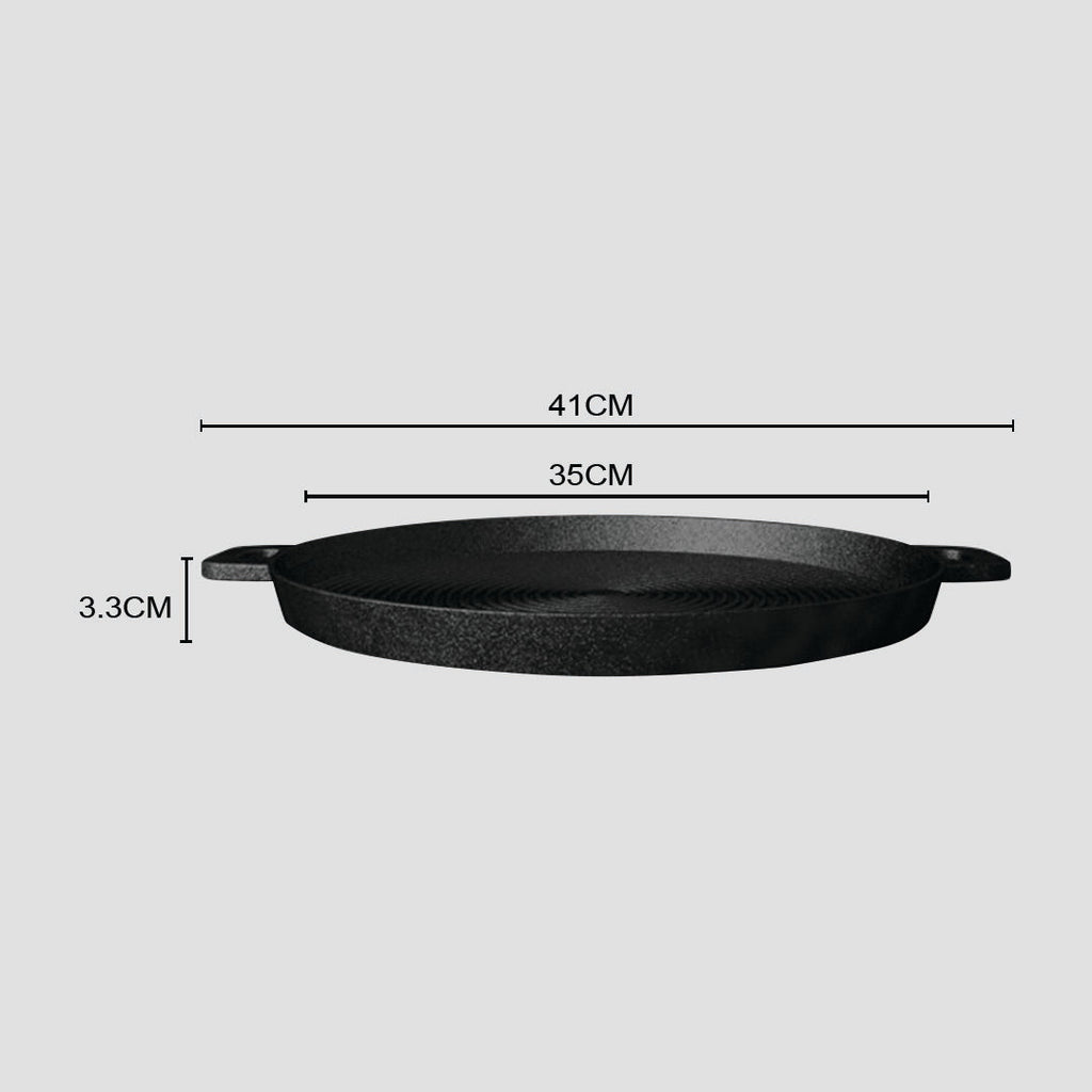 35cm Round Ribbed Frying Pan with Handle