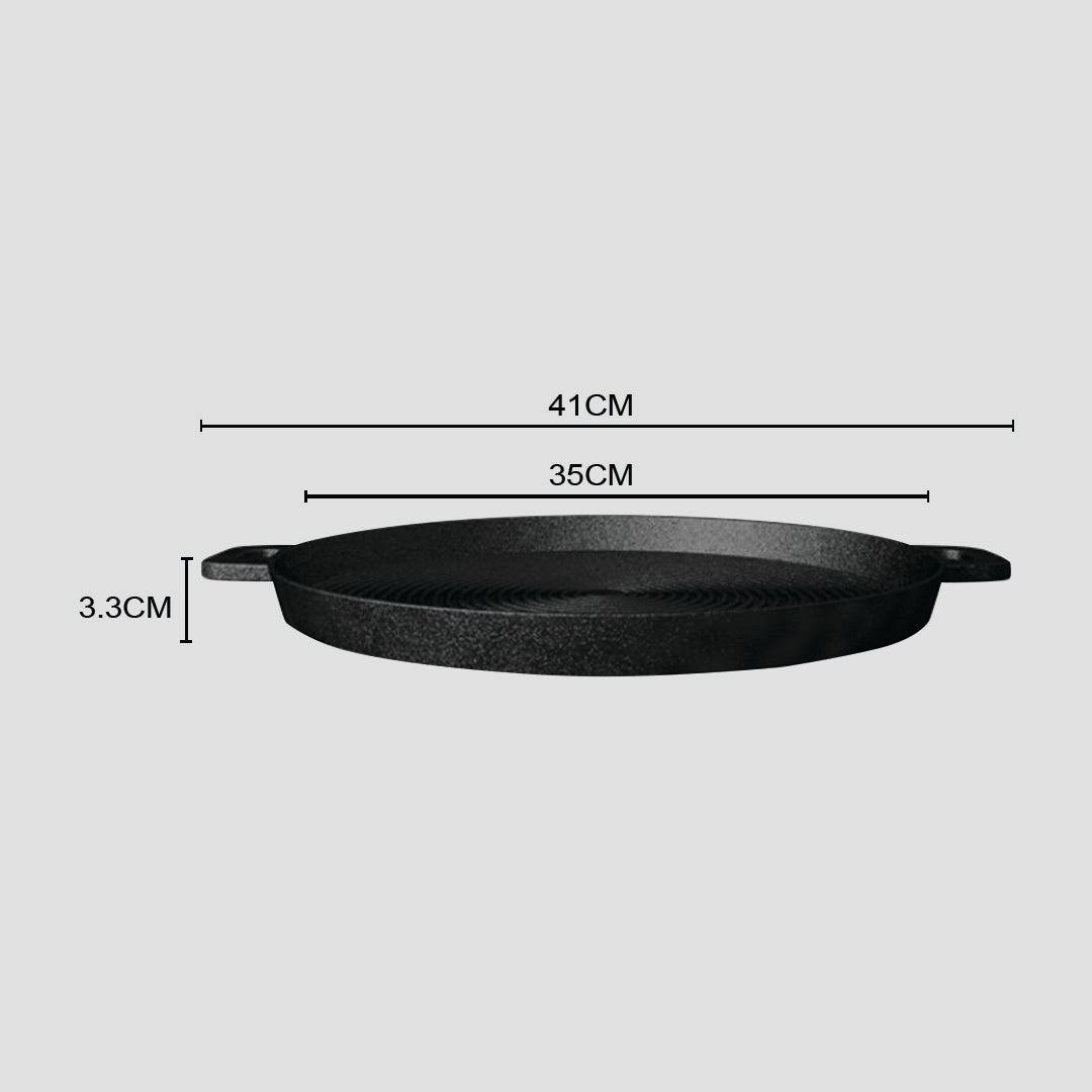 35cm Round Ribbed Frying Pan with Handle