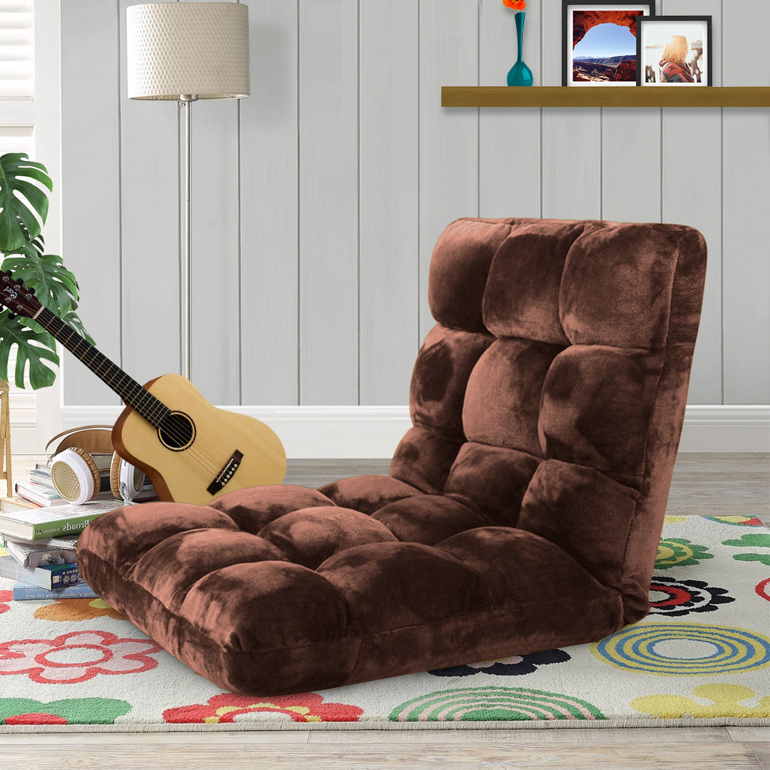 SOGA Floor Recliner Folding Lounge Sofa Futon Couch Folding Chair Cushion Coffee x2