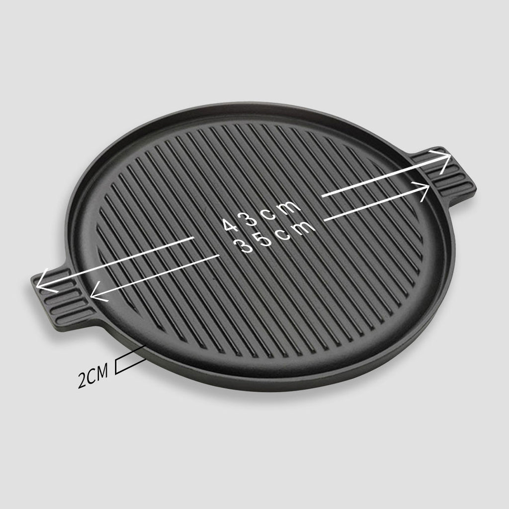 43cm Round Ribbed Frying Pan with Handle