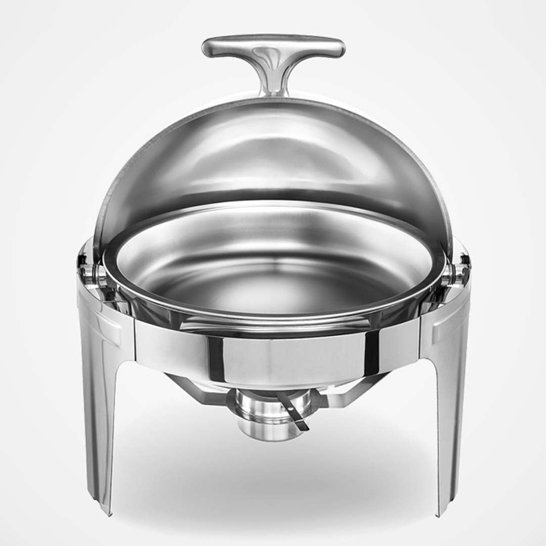 SOGA 4X 6L Stainless Steel Chafing Food Warmer Catering Dish Round Roll Top