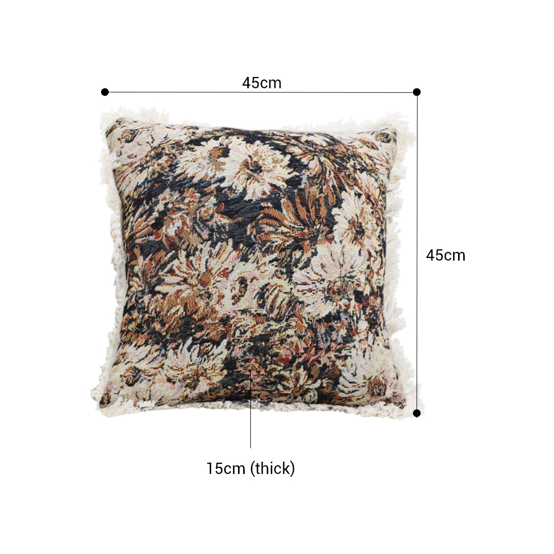 SOGA 50cm Vintage Oil Painting Color Raised Embroidery Empress Flower Throw Pillow