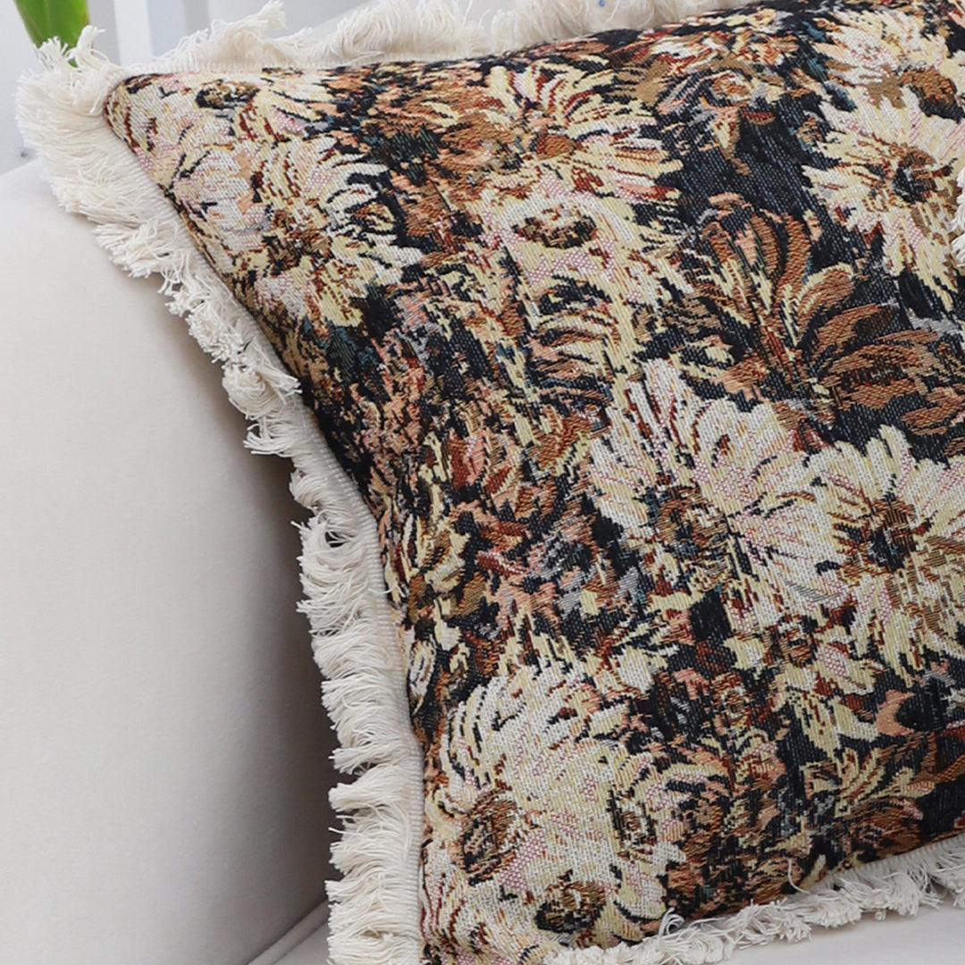 SOGA 50cm Vintage Oil Painting Color Raised Embroidery Empress Flower Throw Pillow