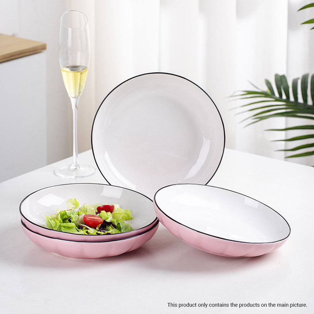 Pink Ceramic Dinnerware Bowl Set