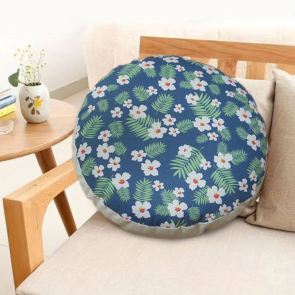 Blue Flower Pouffed Cushion