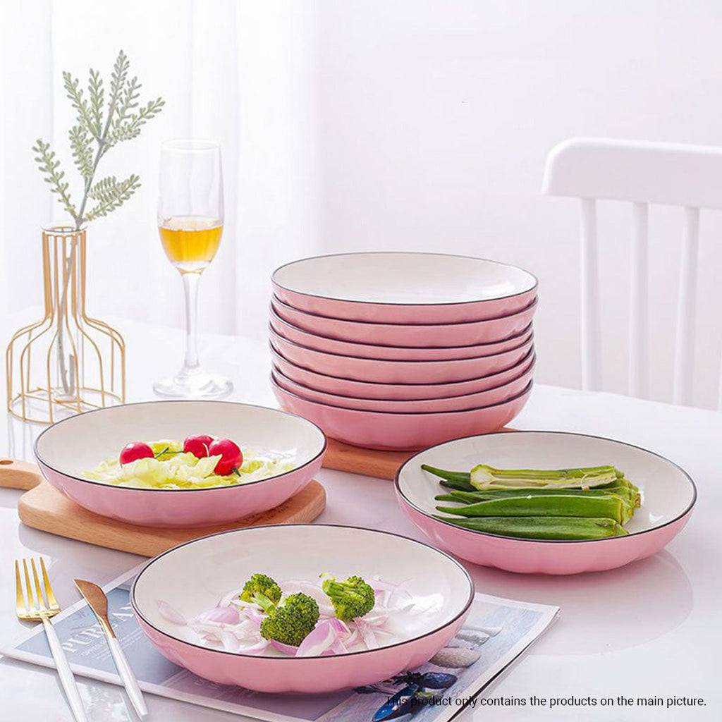 Pink Ceramic Dinnerware Bowl Set