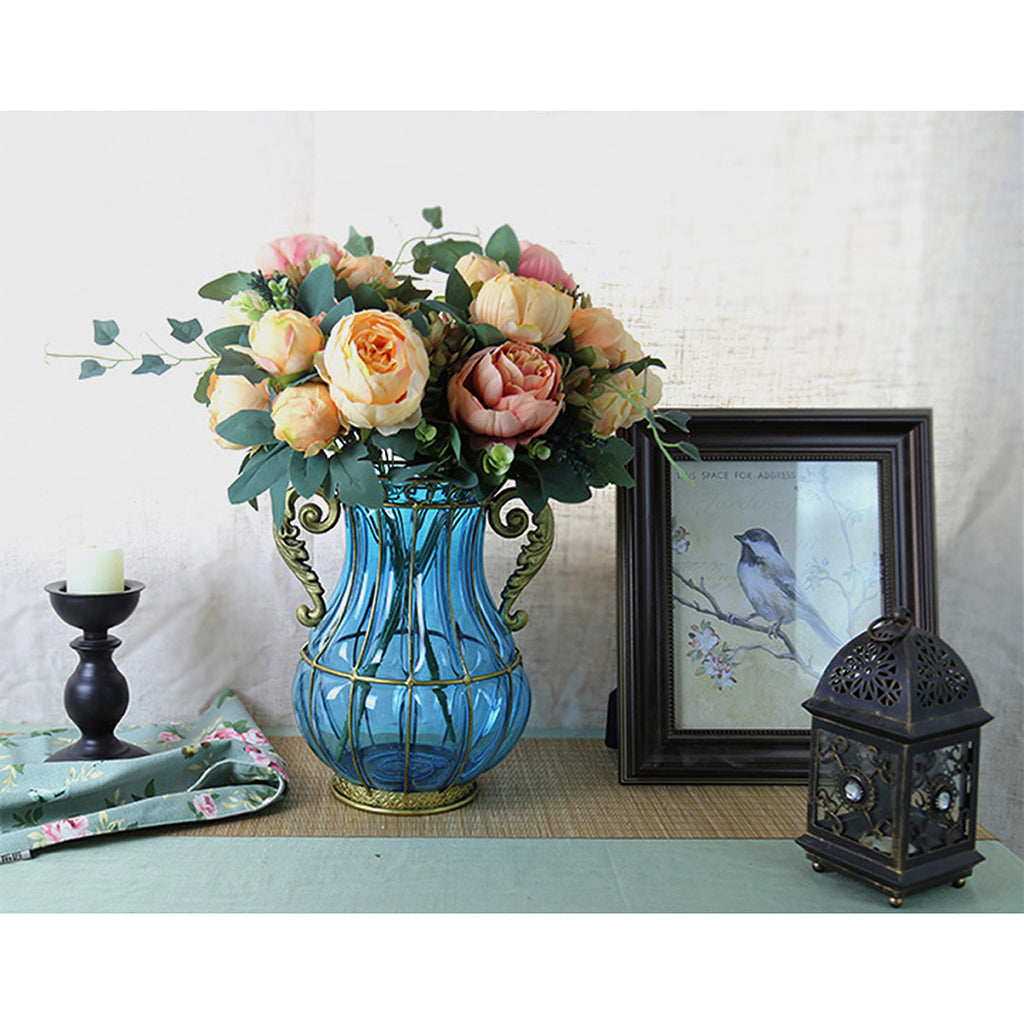 Blue Glass Flower Vase