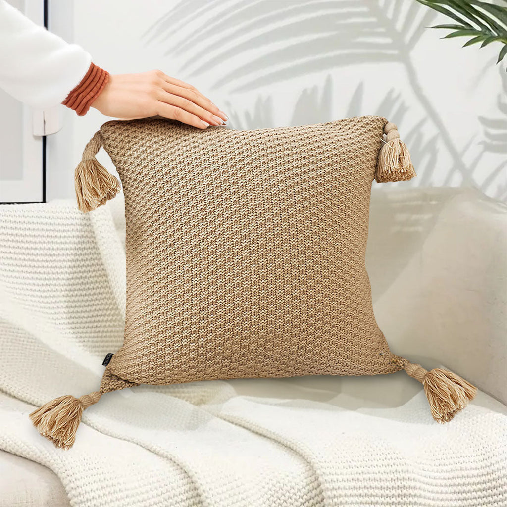 Light Brown Pillow With Tassel