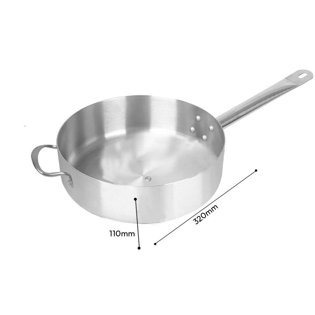 SOGA 2X 32cm Stainless Steel Saucepan Sauce pan with Glass Lid and Helper Handle Triple Ply Base Cookware