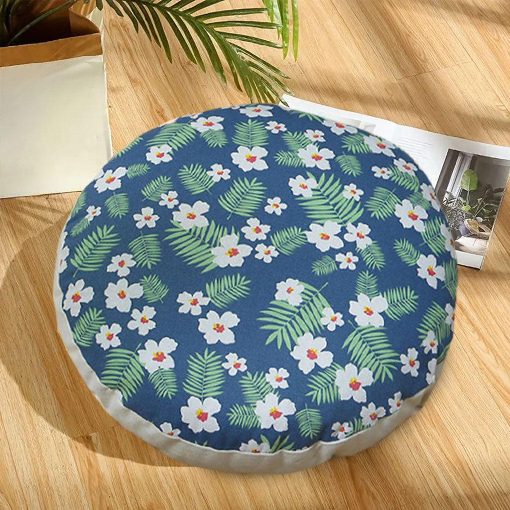 Blue Flower Pouffed Cushion