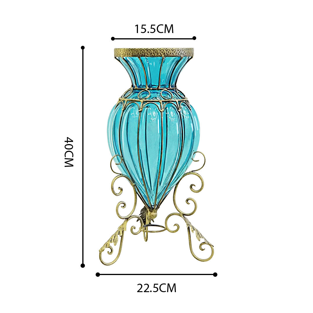 Blue Glass Flower Vase