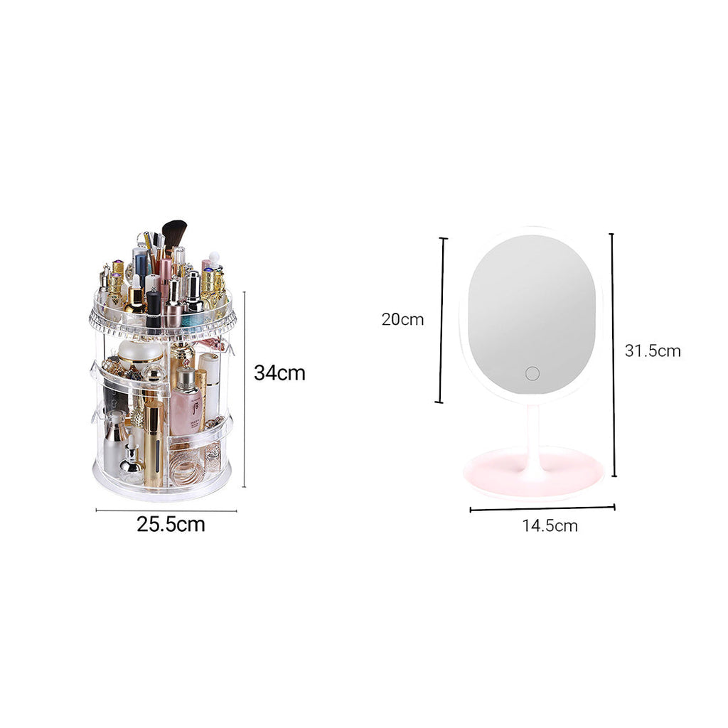 Rotating Makeup Organiser With Led Light