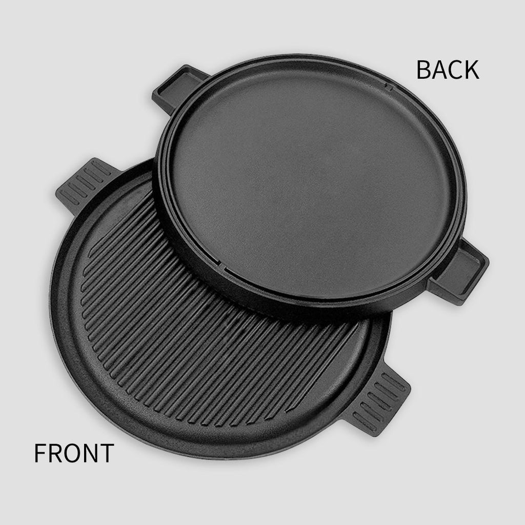 43cm Round Ribbed Frying Pan with Handle