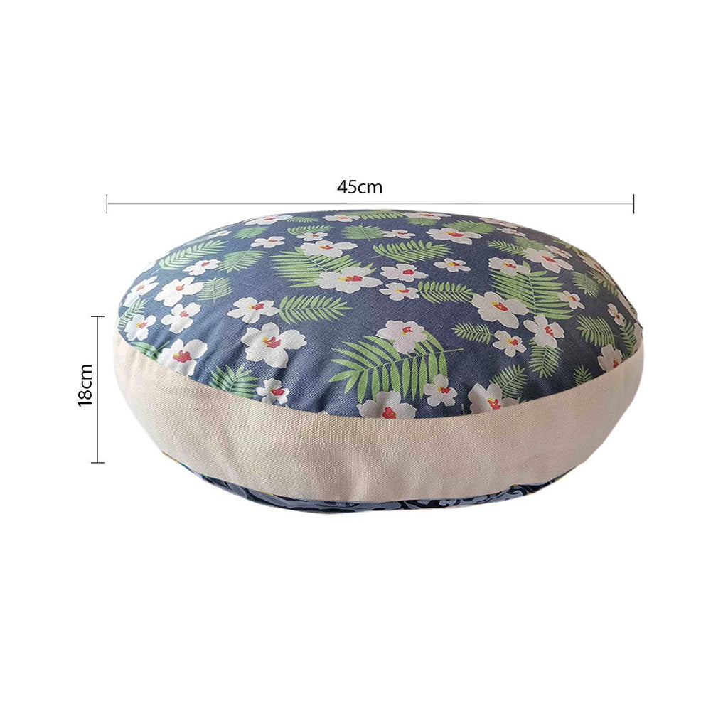 Blue Flower Pouffed Cushion