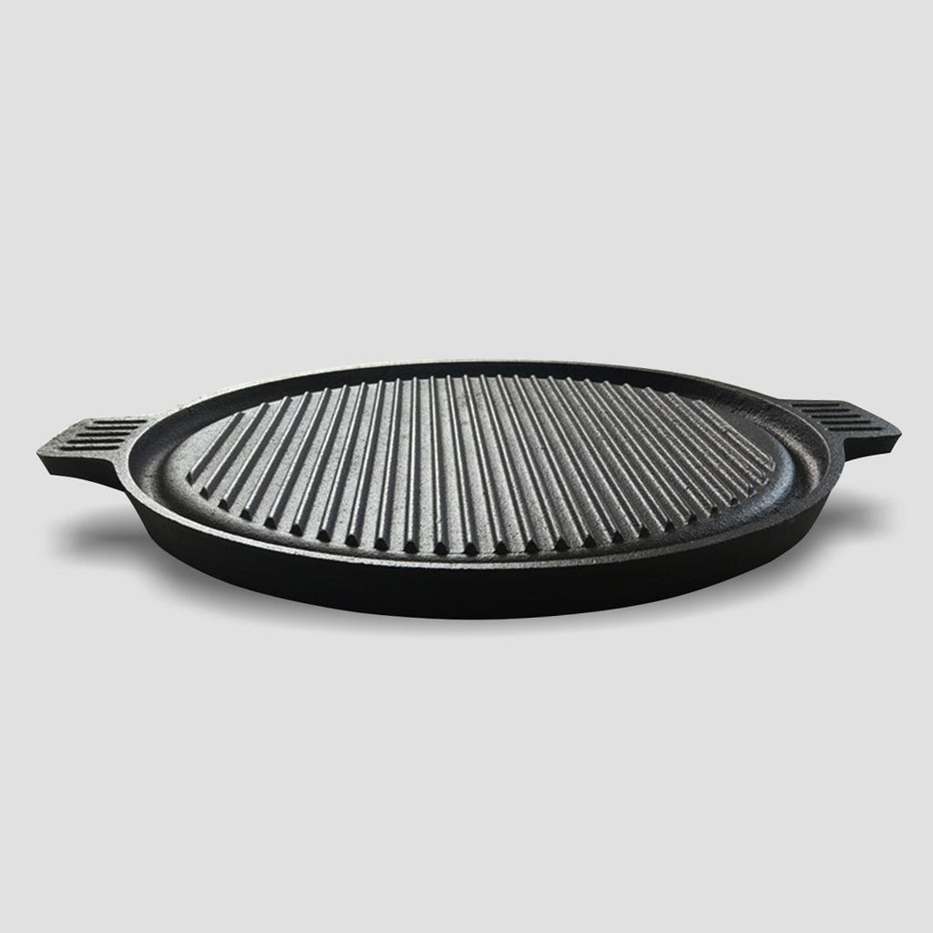 43cm Round Ribbed Frying Pan with Handle