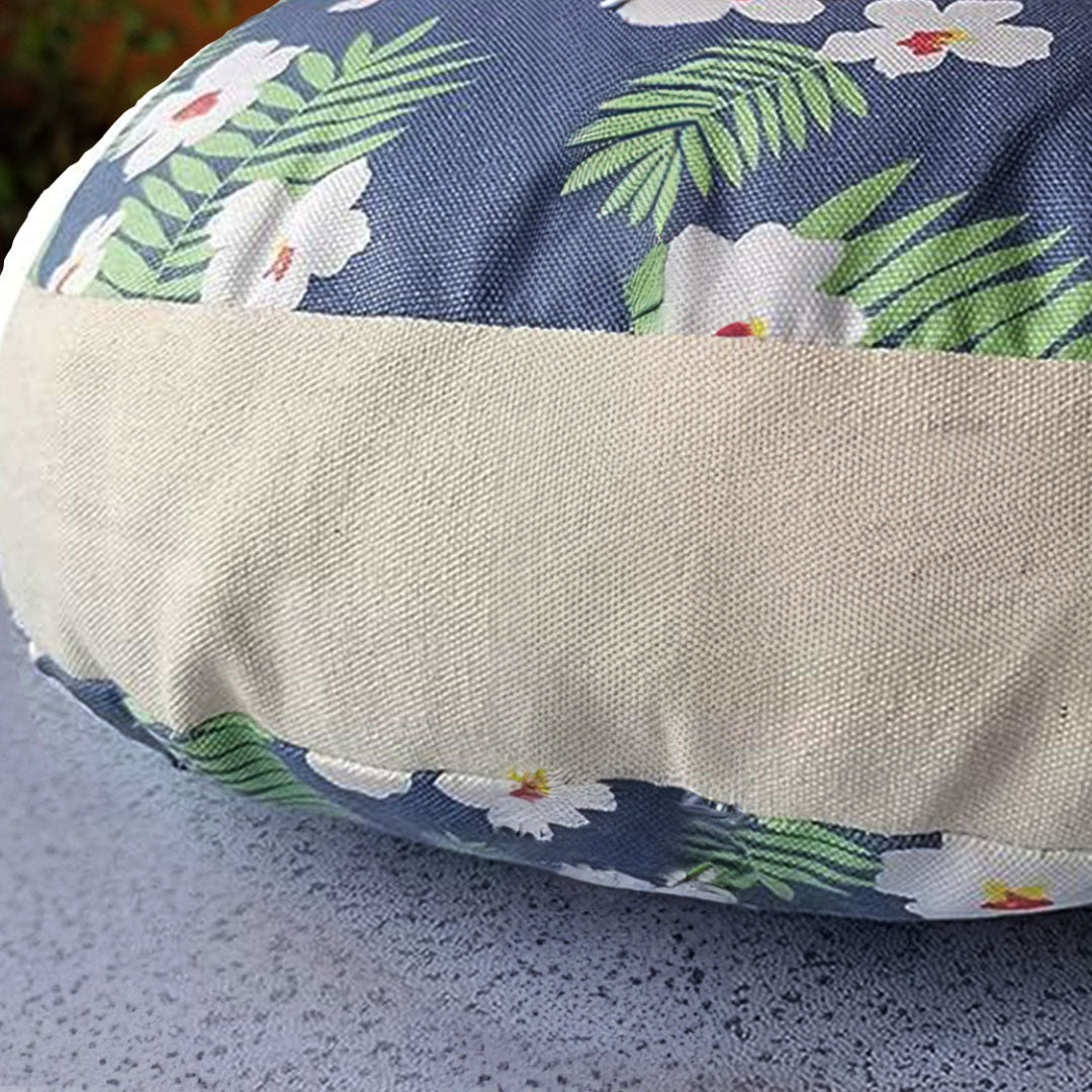 Blue Flower Pouffed Cushion