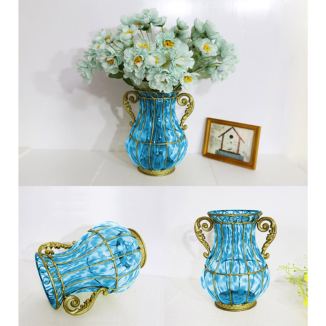 Blue Glass Flower Vase