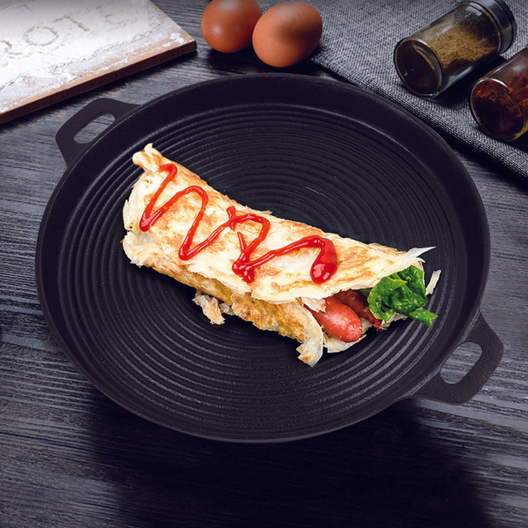 35cm Round Ribbed Frying Pan with Handle