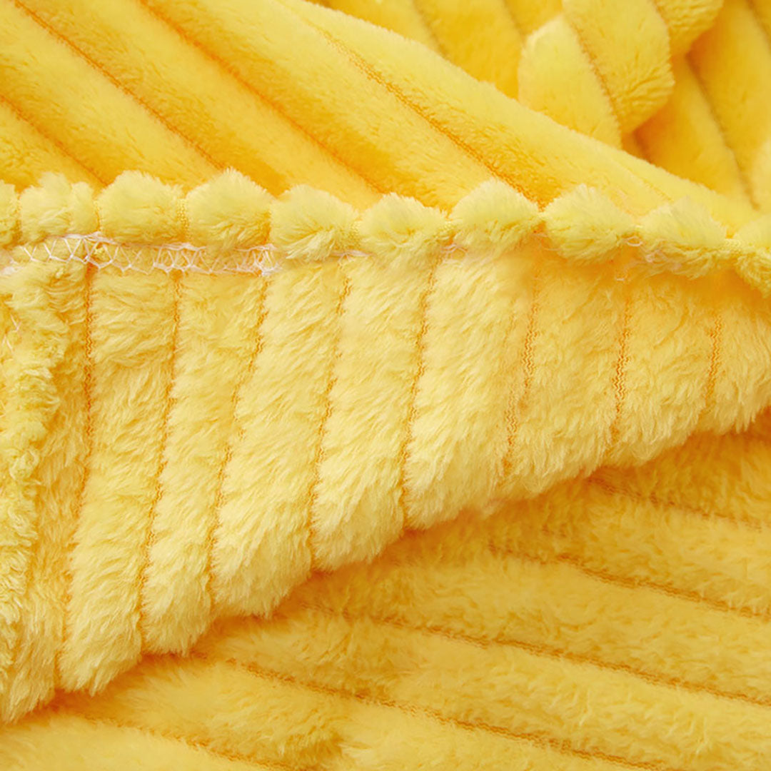 SOGA Yellow Throw Blanket Warm Cozy Striped Pattern Thin Flannel Coverlet Fleece Bed Sofa Comforter