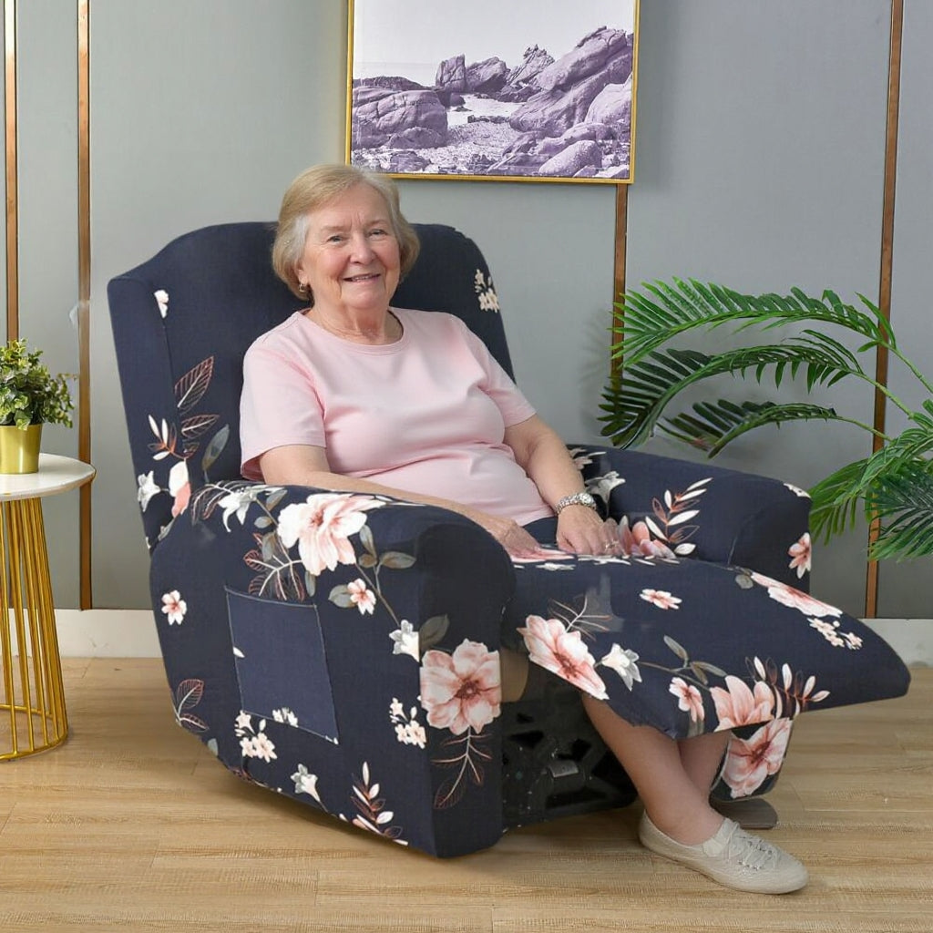 Pink Flower Recliner Covers