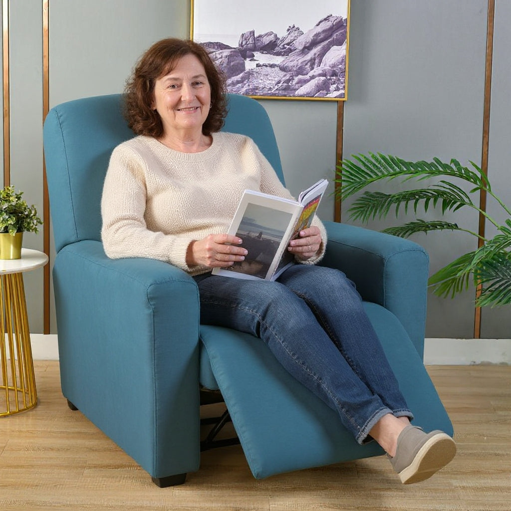 Velvet Lake Blue Recliner Covers