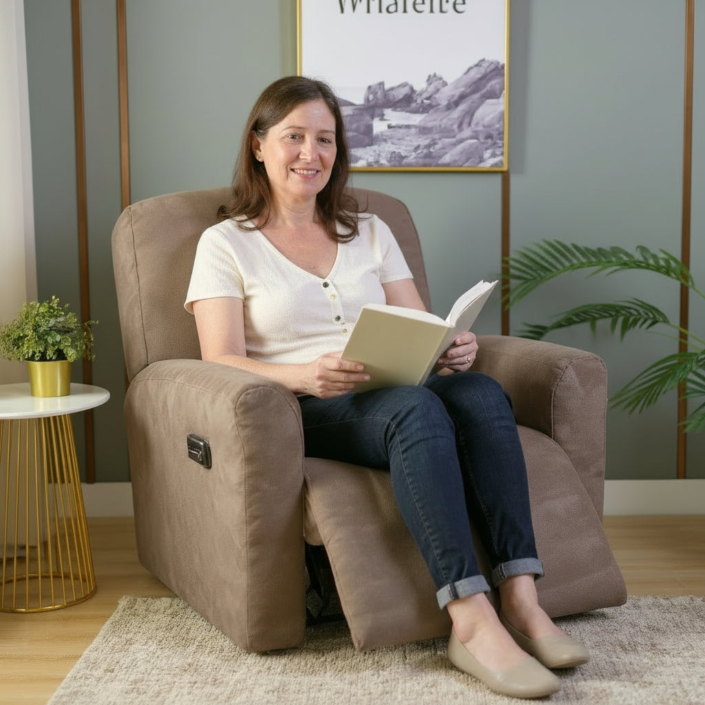 Velvet Taupe Recliner Covers