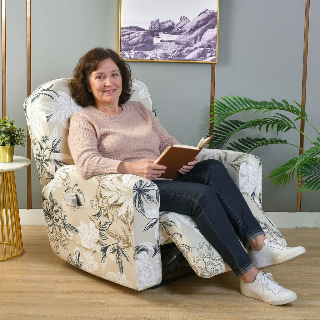 White Flower Recliner Covers