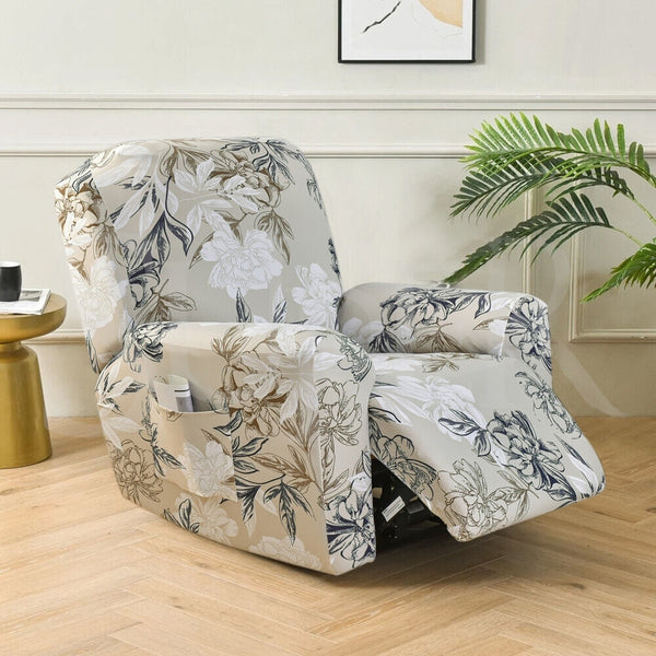 White Flower Recliner Covers