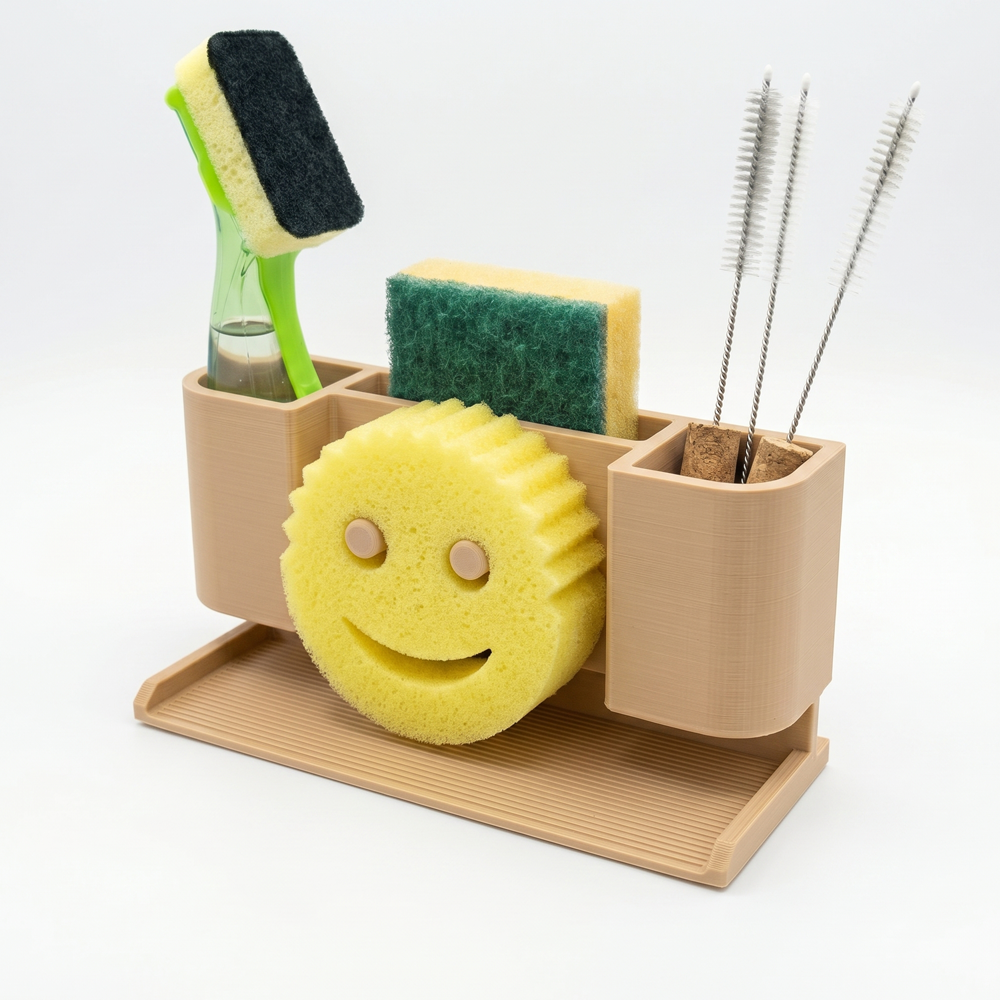 Modular Sink Caddy Sponge & Brush Organizer with Drip Tray