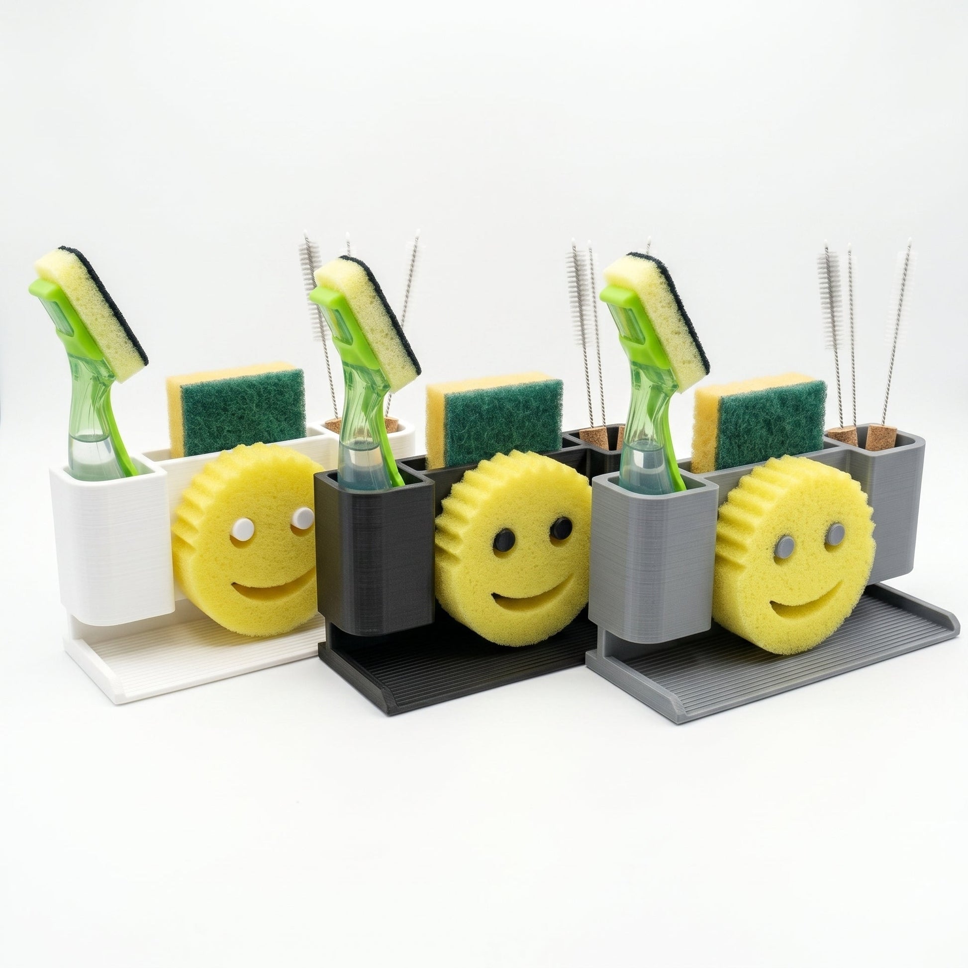 Modular Sink Caddy Sponge & Brush Organizer with Drip Tray