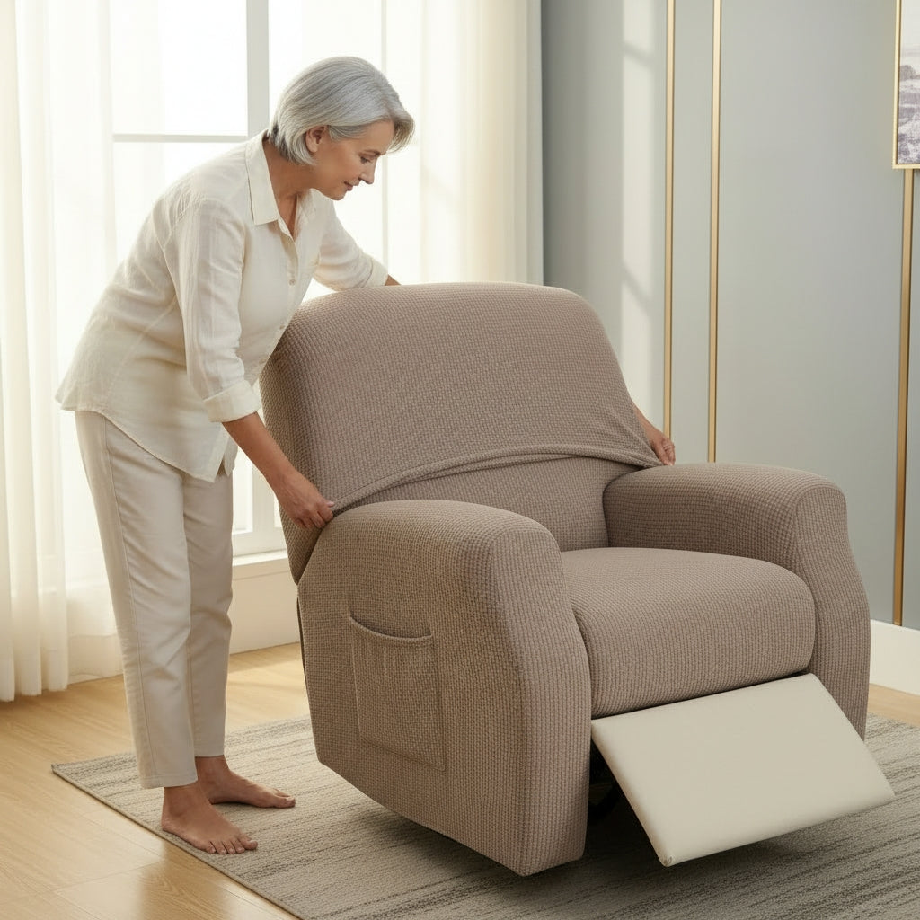Jacquard Beige Recliner Covers