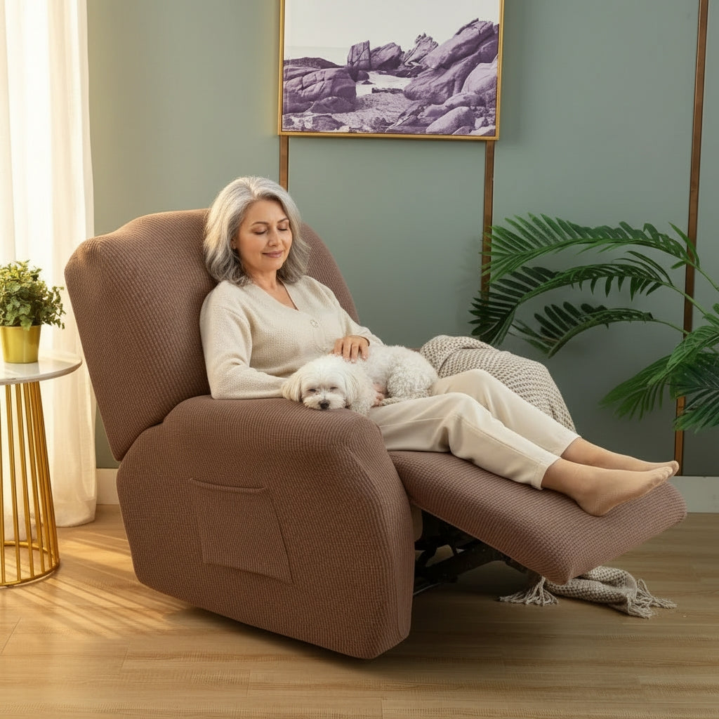 Jacquard Beige Recliner Covers