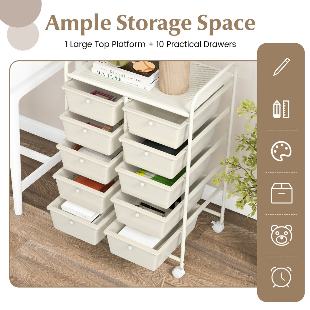 10-Drawer Utility Trolley Organiser