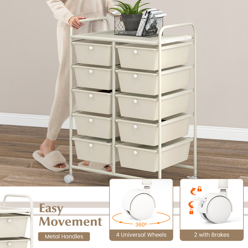 10-Drawer Utility Trolley Organiser
