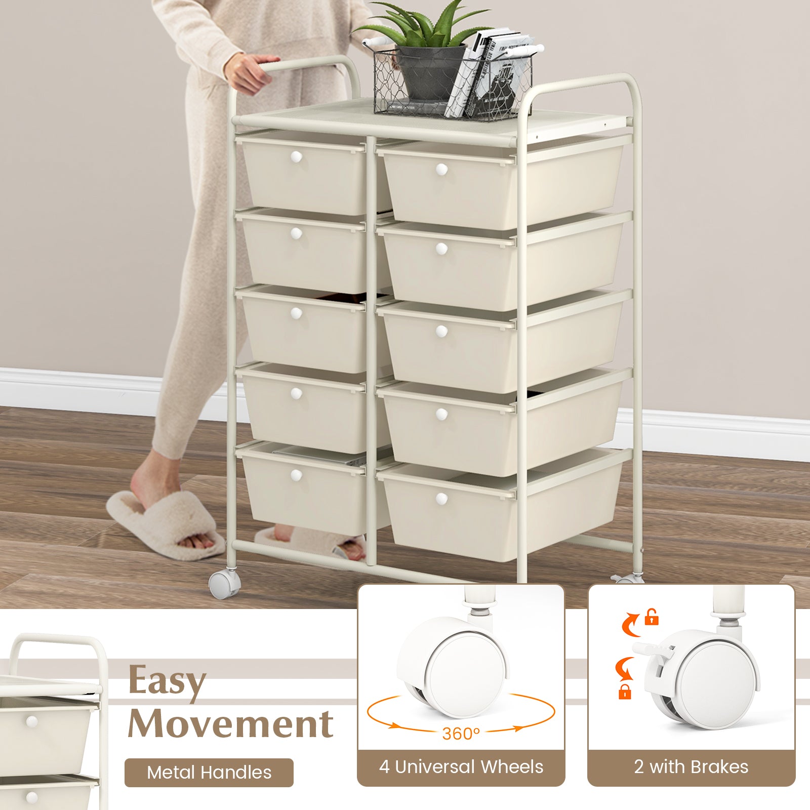 10-Drawer Utility Trolley Organiser