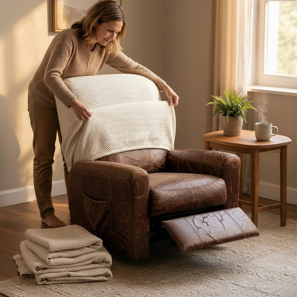 Jacquard White Recliner Covers