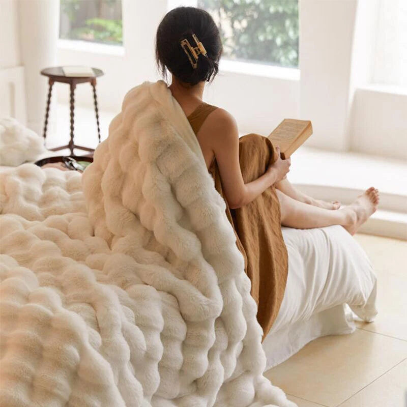 Rabbit Fur Throw Blanket