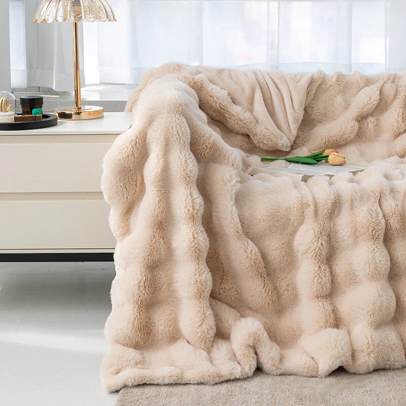 Rabbit Fur Throw Blanket