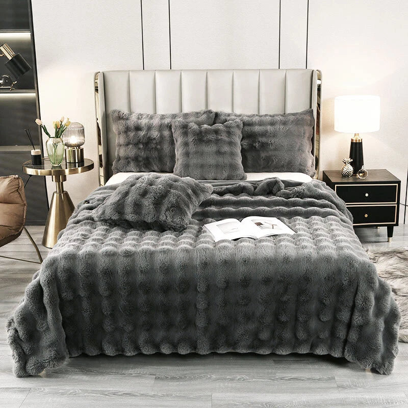 Rabbit Fur Throw Blanket