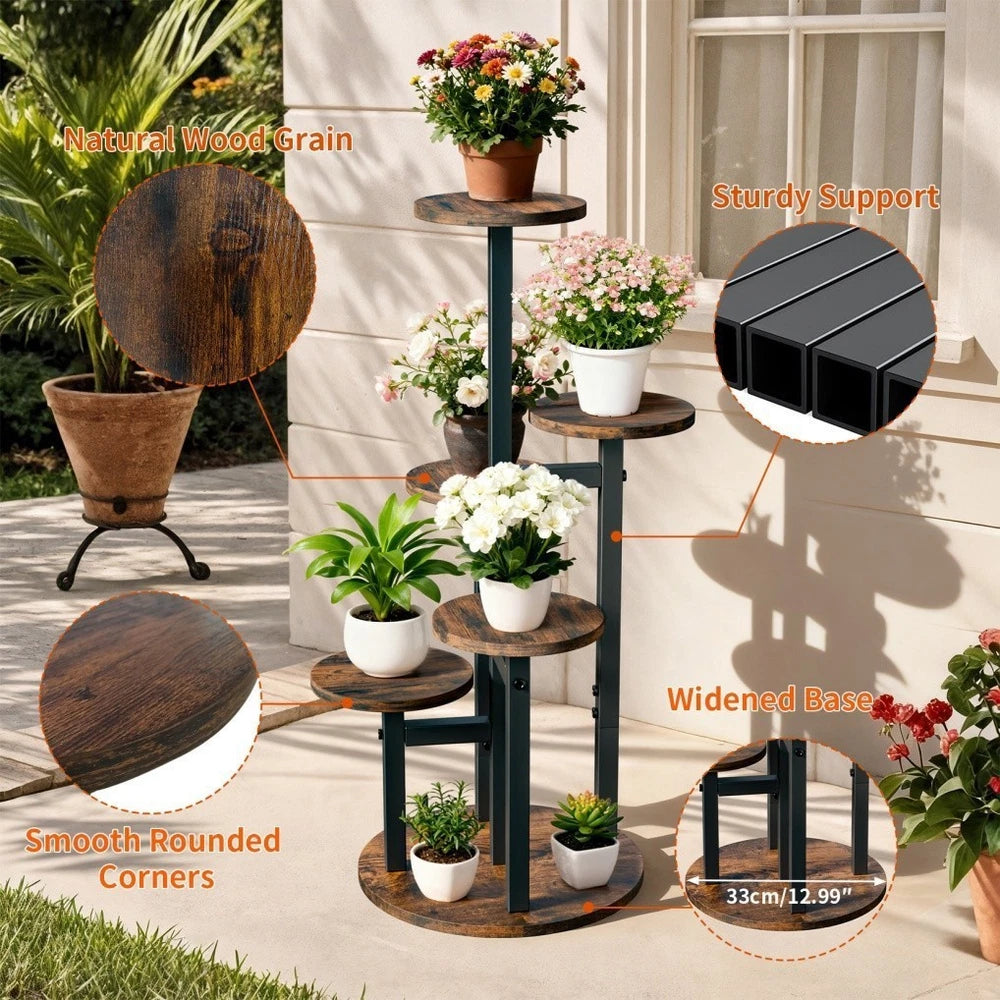 5-Tier Wooden Plant Stand