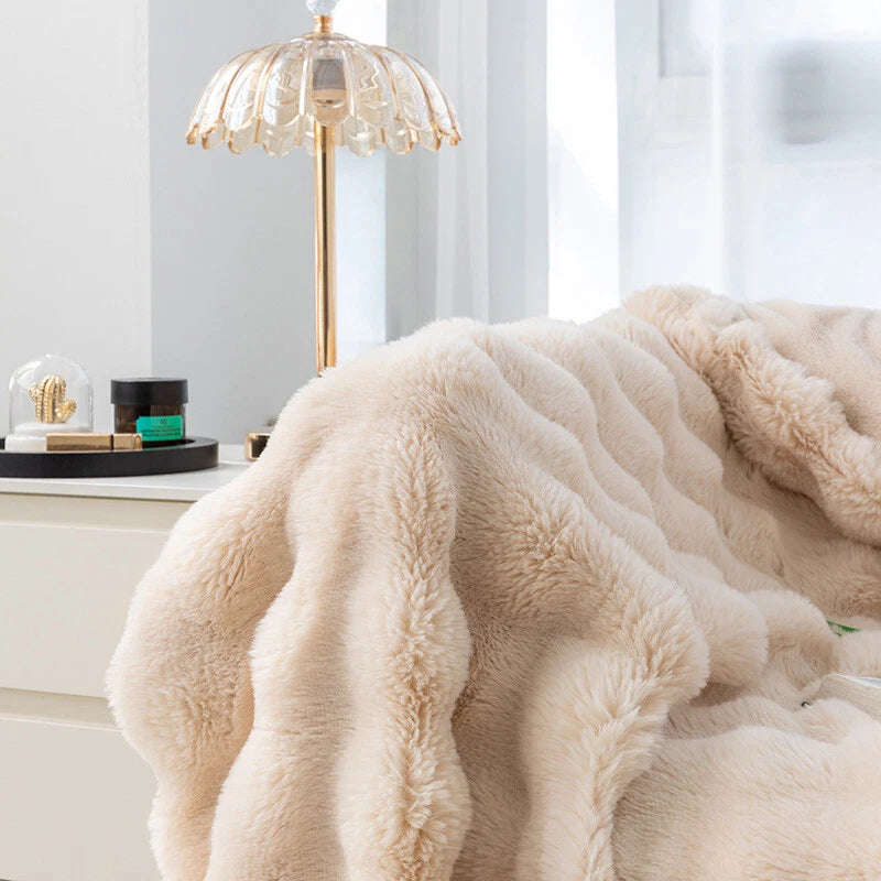 Rabbit Fur Throw Blanket