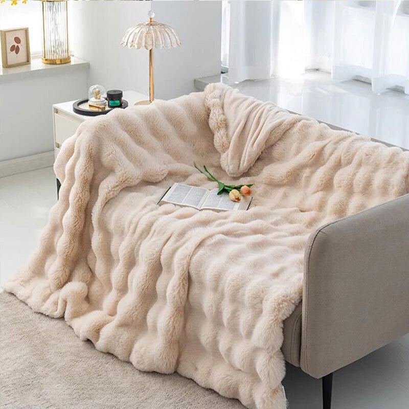 Rabbit Fur Throw Blanket
