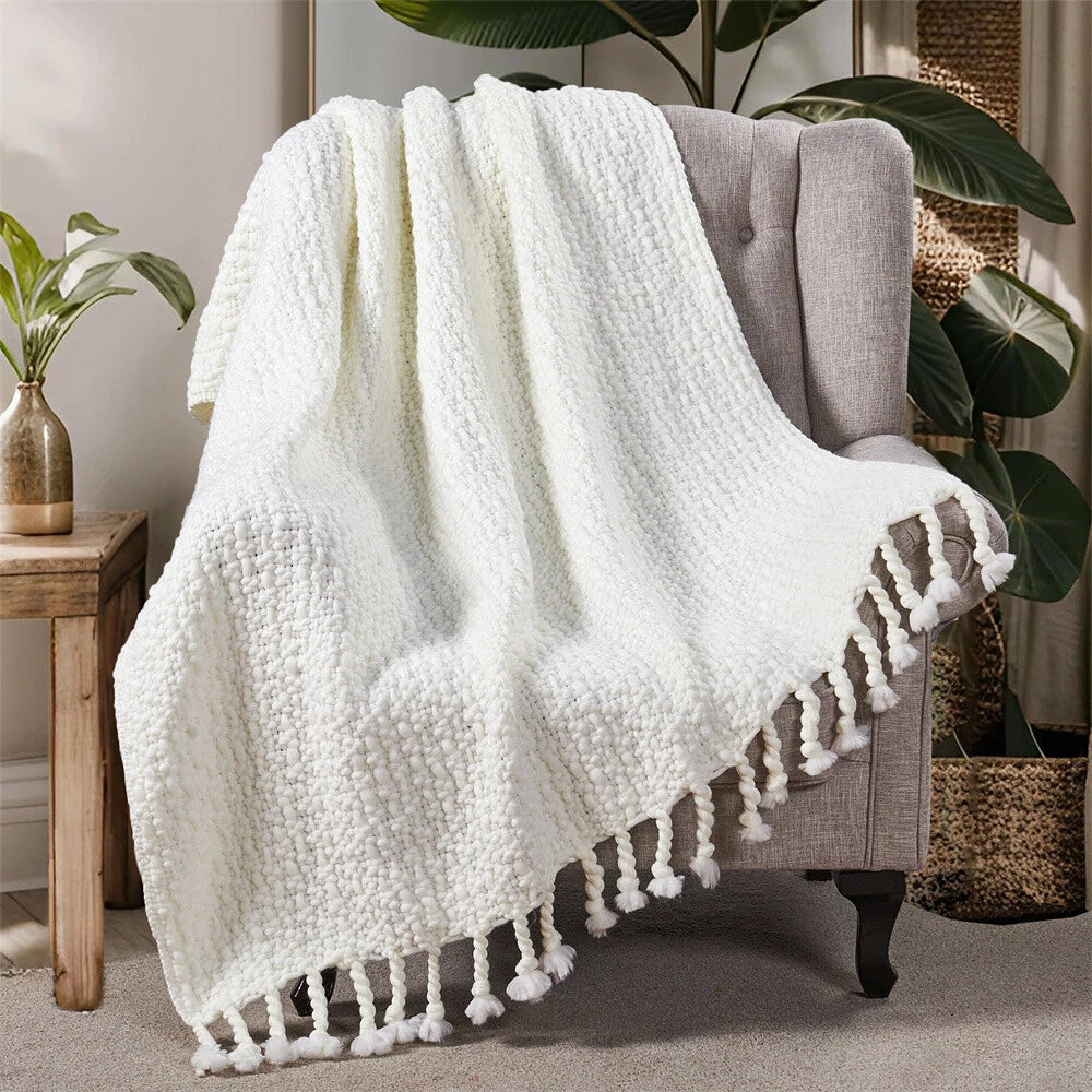 Knitted Weave Pattern Blanket