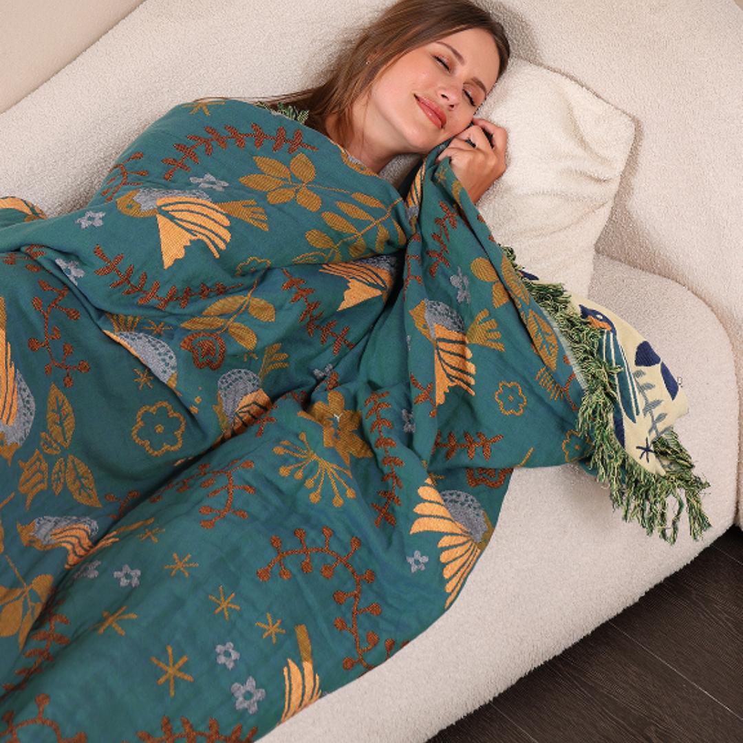 Reversible Scandinavian Bird Blanket