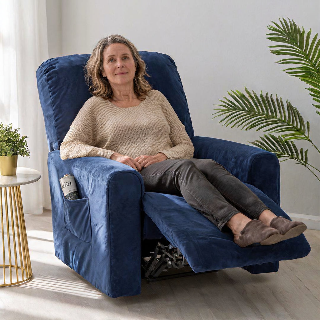 Velvet Navy Recliner Covers