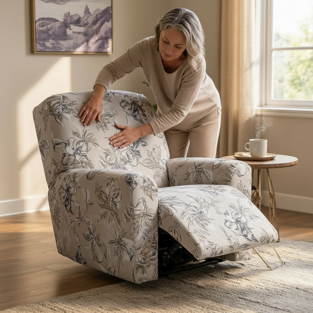 White Flower Recliner Covers